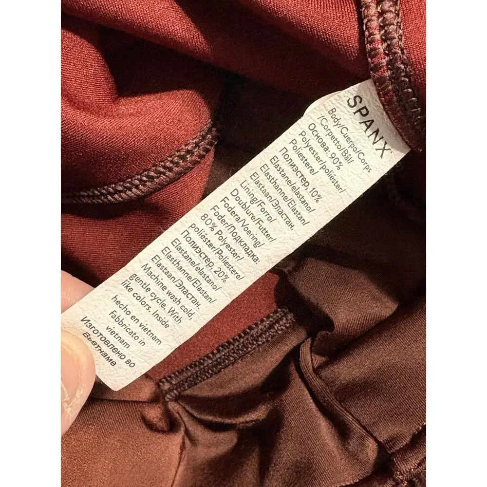 SPANX FAUX SUEDE Womens Sz‎ XS Maroon Pull On Stretch Leggings